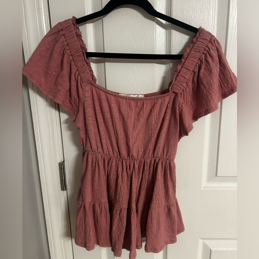 Altar'd State Dusty Rose Smocked Blouse